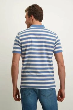 State Of Art Pique Polo Logo Strepen Blauw -Kleding Kortingswinkel 77812 4