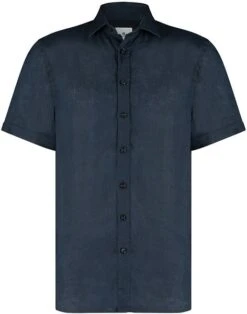 State Of Art Short Sleeve Overhemd Linnen Navy