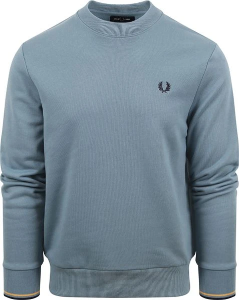 Fred Perry Sweater Logo Mid Blauw 3 Fred Perry Sweater Logo Mid Blauw