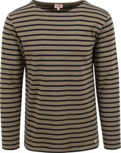 Armor-Lux Houat Trui Strepen Donkergroen -Kleding Kortingswinkel 77926 1 1