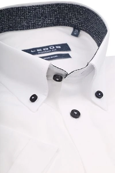 Ledub Short Sleeve Overhemd Wit Navy 7 Ledub Short Sleeve Overhemd Wit Navy - Afbeelding 5