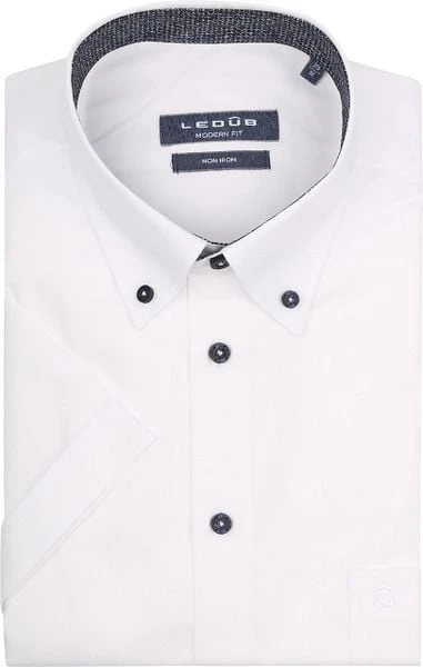 Ledub Short Sleeve Overhemd Wit Navy 6 Ledub Short Sleeve Overhemd Wit Navy - Afbeelding 4