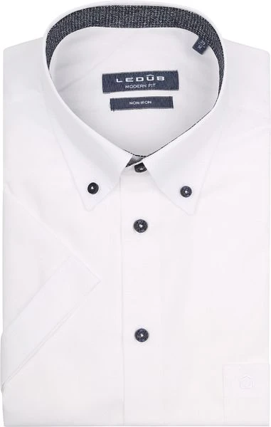 Ledub Short Sleeve Overhemd Wit Navy 3 Ledub Short Sleeve Overhemd Wit Navy