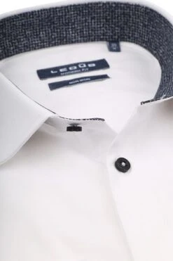 Ledub Overhemd Wit Navy -Kleding Kortingswinkel 77956 2 1