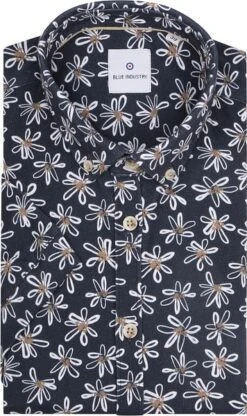 Blue Industry Short Sleeve Overhemd Bloemen Navy